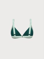Green Contrast Trim Triangle Bikini Top - Image 6