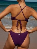 Dark Purple Twist X-Cross Bikini Top - Image 2