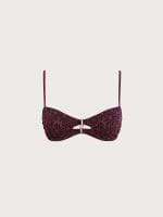Dark Coffee Textured O-Ring Bikini Top - Image 8