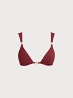 Wine Red Gold-Accented Bikini Top - Image 4