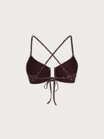 Brown Print Polka Dot U-Ring Bikini Top - Image 7