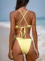 Yellow Textured Tie Bikini Bottom - Image 2