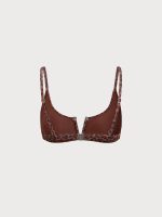 Leopard Print V Notch Lurex Bikini Top - Image 8