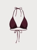 Dark Coffee Textured Triangle Bikini Top - Image 7
