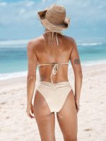 Off White Ruched Bikini Top - Image 4