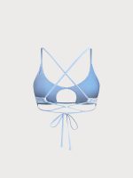 Light Blue Cut-Out Textured Bikini Top - Image 8