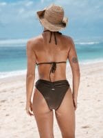 Dark Coffee Ruched Bikini Top - Image 4