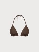 Coffee Halter Reversible Triangle Bikini Top - Image 11