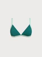 Green Contrast Trim Triangle Bikini Top - Image 5