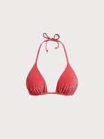 Red Lurex Halter Triangle Bikini Top - Image 6