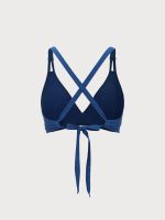 Blue Lurex X Cross Plus Size Bikini Top - Image 6