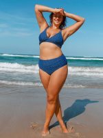 Blue Lurex X Cross Plus Size Bikini Top - Image 4