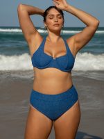 Blue Lurex Underwire Plus Size Bikini Top - Image 3