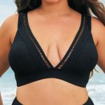 Black V Neck Plus Size Bikini Top
