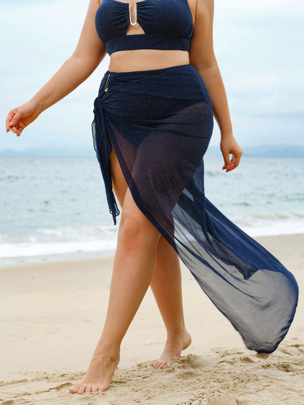 women-knitted-nylon-blended-cover-ups-sustainable-plus_size_cover-ups-ecevhl Blue Glitter Plus Size Cover-up - Image 1