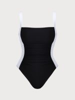 Black White Side Plus Size One-Piece Swimsuit - Image 6