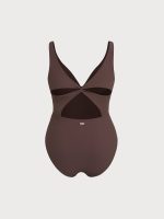 Coffee X-Cross Plus Size One-Piece Swimsuit - Image 4