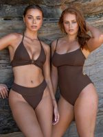 Black Ribbed Cross Back One-Piece Swimsuit - Image 7