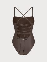 ECONYL® Dark Coffee Ruched One-Piece Swimsuit - Image 7