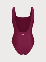 ECONYL® Wine Red Buckle Backless One Piece Swimwear - Image 7