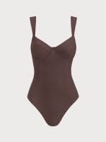 Coffee Cross Back Tummy Control One Piece swimsuit - Image 6