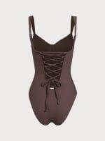 Coffee Cross Back Tummy Control One Piece swimsuit - Image 7