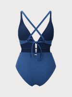 Lurex Drawstring Plus Size One-Piece Swimsuit - Image 6