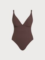 Coffee X-Cross Plus Size One-Piece Swimsuit - Image 3