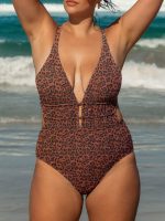 Leopard Print Plus Size One-Piece Swimsuit - Image 5