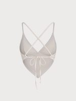 Off White Ribbed Handkerchief Hem Tankini Top - Image 7