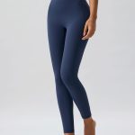 Navy Natural Waisted Leggings 25"