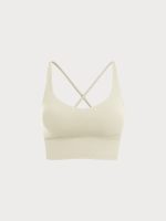 Cream V Neck X-Cross Sports Bra - Medium Support - Image 6