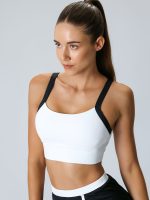 White Contrast Strap Sports Bra - Medium Support - Image 3