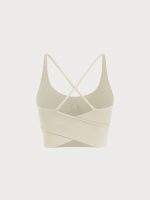 Cream V Neck X-Cross Sports Bra - Medium Support - Image 7