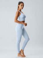 Light Blue V Neck X-Cross Sports Bra - Medium Support - Image 7
