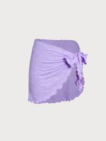 Purple Jacquard Wrap Cover-Up Skirt - Image 5