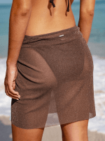 Dark Coffee Shimmer Cover Up Skirt - Image 4