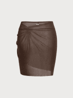 Dark Coffee Shimmer Cover Up Skirt - Image 7