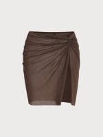 Dark Coffee Shimmer Cover Up Skirt - Image 6