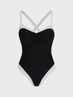 Black Contrast Plus Size One-Piece Swimsuit - Image 5