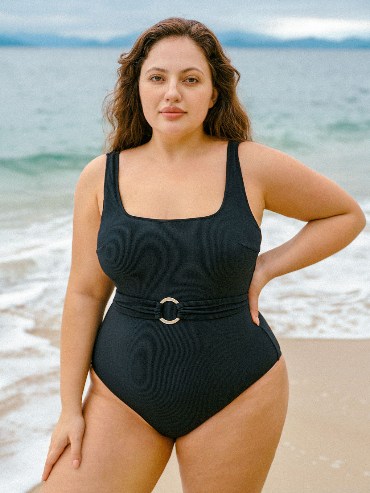 women-knitted-nylon-one-pieces-swimwear-black-sustainable-plus_size_one-pieces-i0dmog Black U-shape Plus Size One-Piece Swimsuit - Image 1