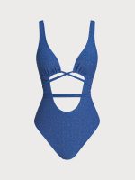 Blue Lurex Cutout One Piece Swimwear - Image 6