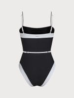 Black Contrast Gleam One-Piece Swimsuit - Image 8