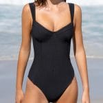 Black Cross Back Tummy Control One-Piece Swimsuit