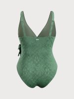 Green Jacquard Plus Size One-Piece Swimsuit - Image 6