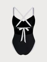 Black Contrast Plus Size One-Piece Swimsuit - Image 6