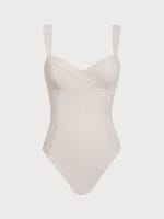 White Cross Back Tummy Control One-Piece Swimsuit - Image 6