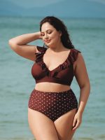 Brown Polka Dot Plus Size Bikini Bottom - Image 3