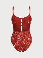 Red Floral Print One-Piece Swimsuit - Image 7