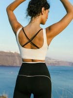White Contrast Square Neck Sports Bra - Light Support - Image 2